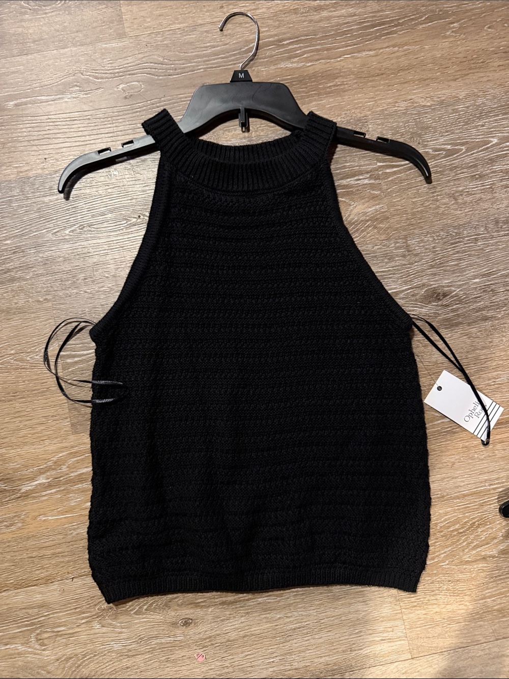 Women’s Black Ribbed Knit Halter Tank - Unbranded